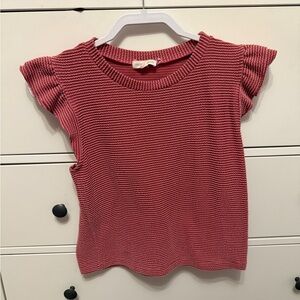 Moa Moa Women's Pink Ruffle Sleeve Top